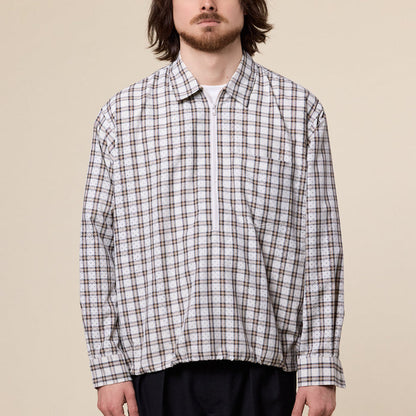 BEAMS - 1/2 Zip Pullover Shirt - Beige