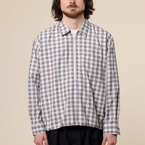 BEAMS - 1/2 Zip Pullover Shirt - Beige