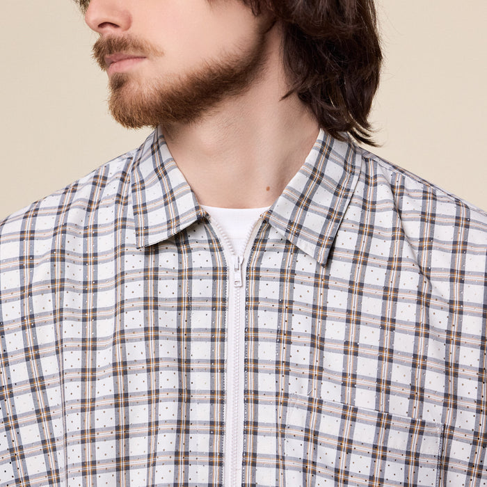 BEAMS - 1/2 Zip Pullover Shirt - Beige