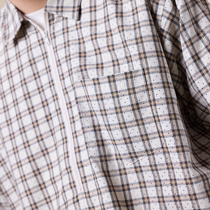 BEAMS - 1/2 Zip Pullover Shirt - Beige