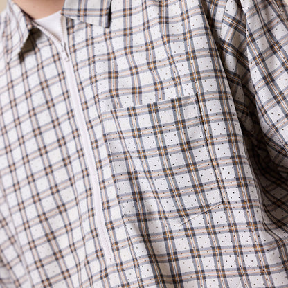 BEAMS - 1/2 Zip Pullover Shirt - Beige