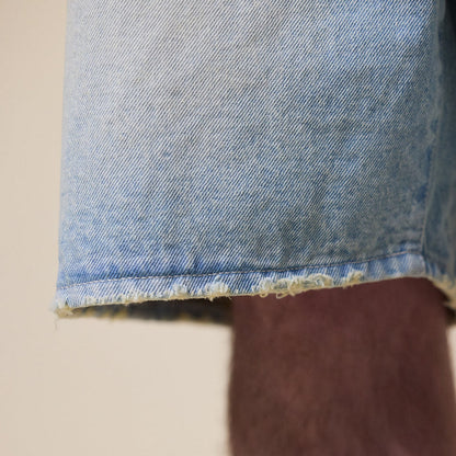 BEAMS - Damage Denim Wide Shorts - Ice Wash