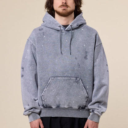 BEAMS - Damage Sweat Hoodie - Grey