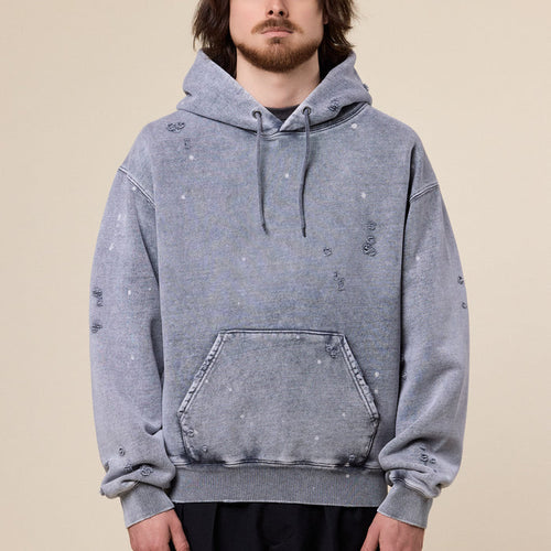 BEAMS - Damage Sweat Hoodie - Grey