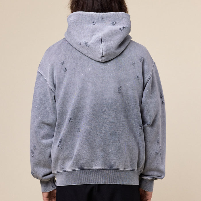 BEAMS - Damage Sweat Hoodie - Grey