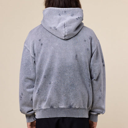 BEAMS - Damage Sweat Hoodie - Grey