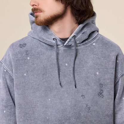 BEAMS - Damage Sweat Hoodie - Grey