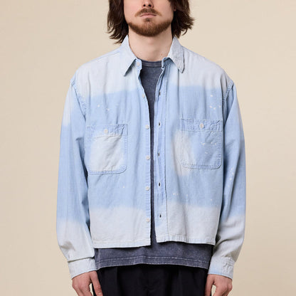 BEAMS - Damaged Chambray Shirt - Faded Blue