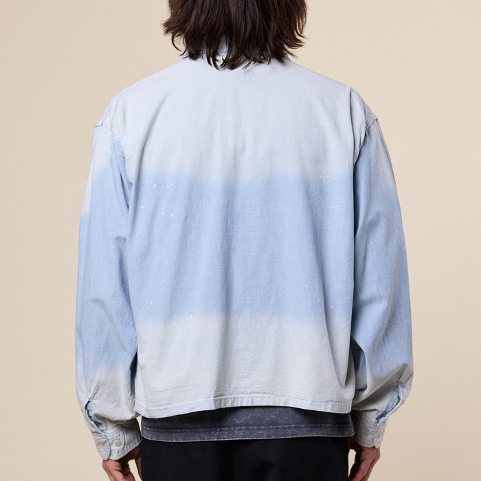 BEAMS - Damaged Chambray Shirt - Faded Blue