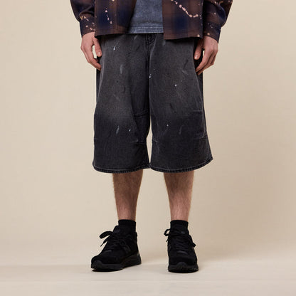 BEAMS - Wide Denim 3/4 Pants - Black
