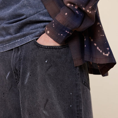 BEAMS - Wide Denim 3/4 Pants - Black