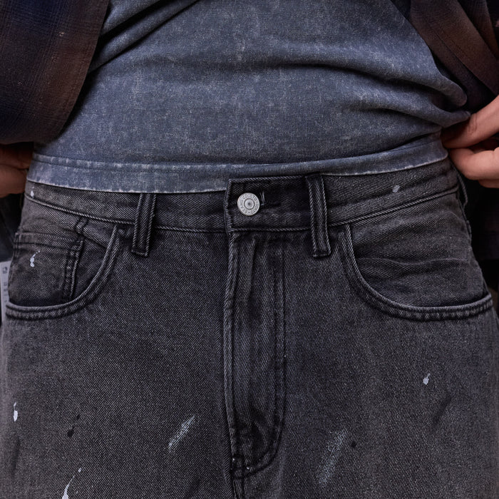 BEAMS - Wide Denim 3/4 Pants - Black