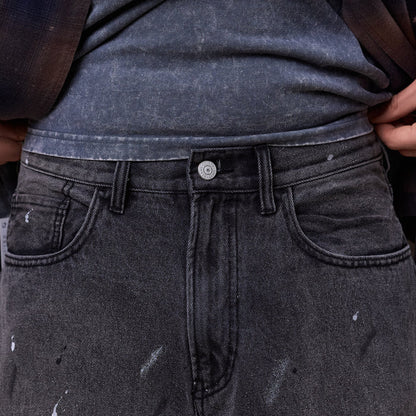 BEAMS - Wide Denim 3/4 Pants - Black