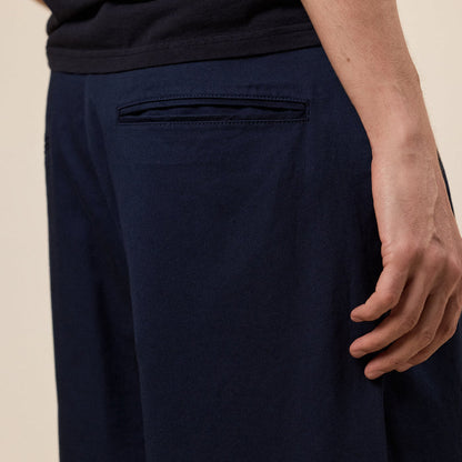 BEAMS - Wide Straight 2 Pleated Chino - Navy Blue