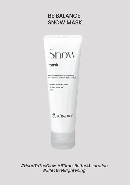 BE BALANCE SNOW MASK packaging on a light gray background