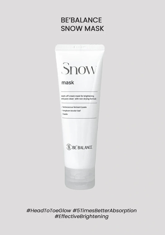 BE BALANCE SNOW MASK packaging on a light gray background