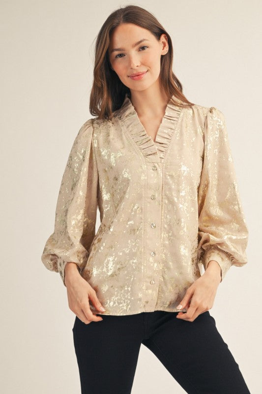 Beige Metallic Blouse