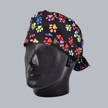 Black Multi Paws Female Bun Cap 011