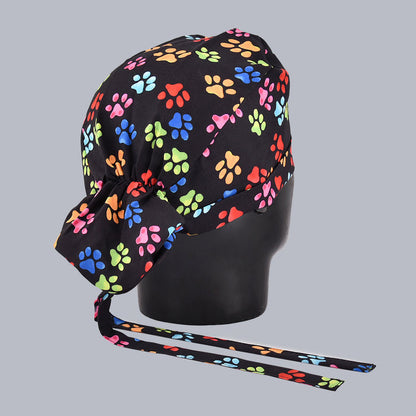 Black Multi Paws Female Bun Cap 011