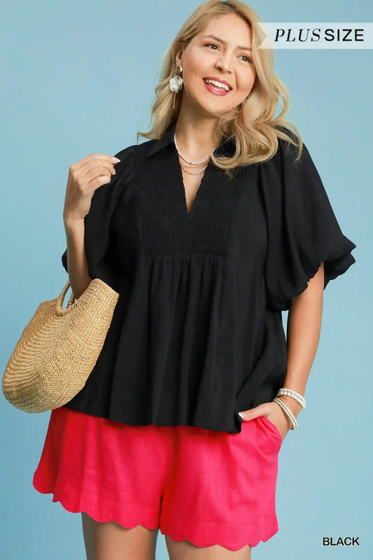 Black Puff Sleeve Top