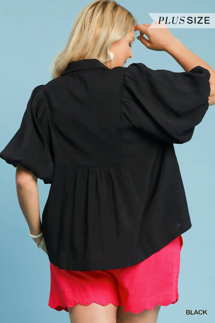 Black Puff Sleeve Top