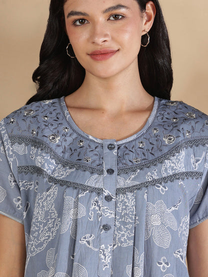 Floral crush cotton designer nighty for women online