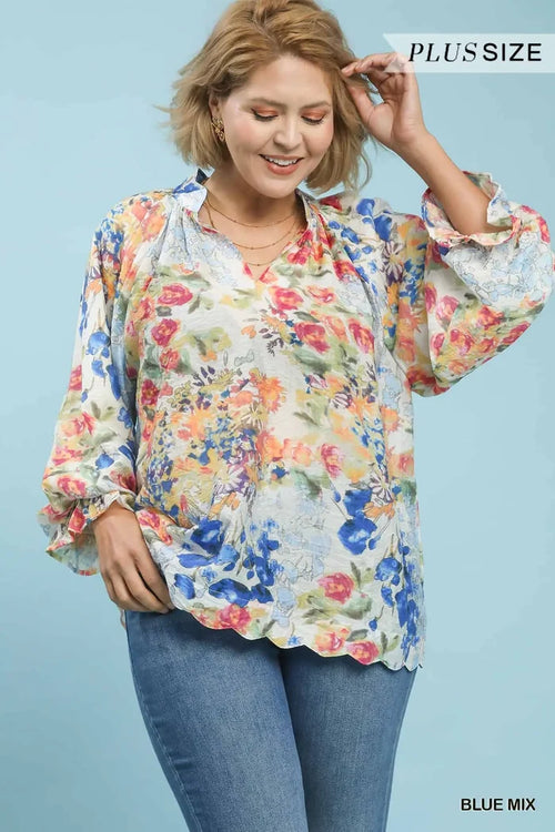 Blue Mix Floral Top