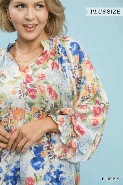Blue Mix Floral Top