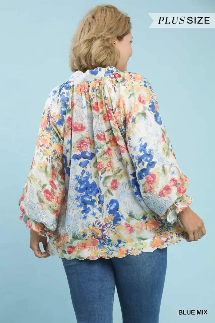 Blue Mix Floral Top