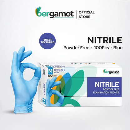 Blue Nitrile Powder Free Examination Gloves 100's X2230 | Bergamot