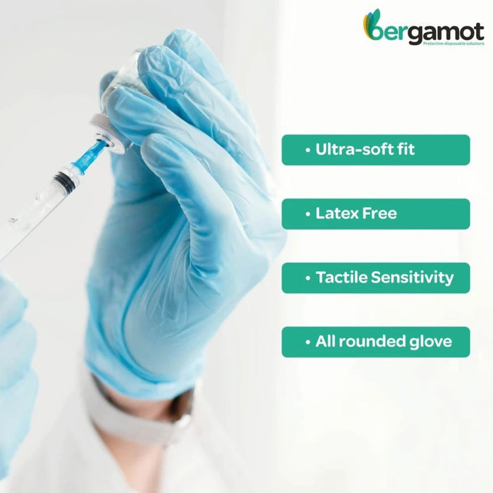 Blue Nitrile Powder Free Examination Gloves 100's X2230 | Bergamot