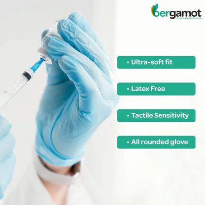 Blue Nitrile Powder Free Examination Gloves 100's X2230 | Bergamot