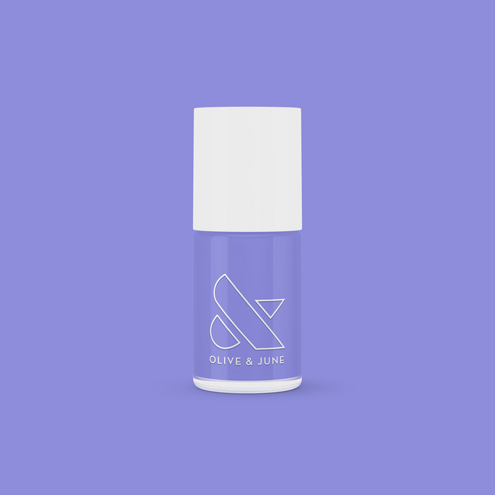 Bottle of Bold & Unshaken nail polish by Olive and June in vibrant purple for long-lasting manicures and pedicures