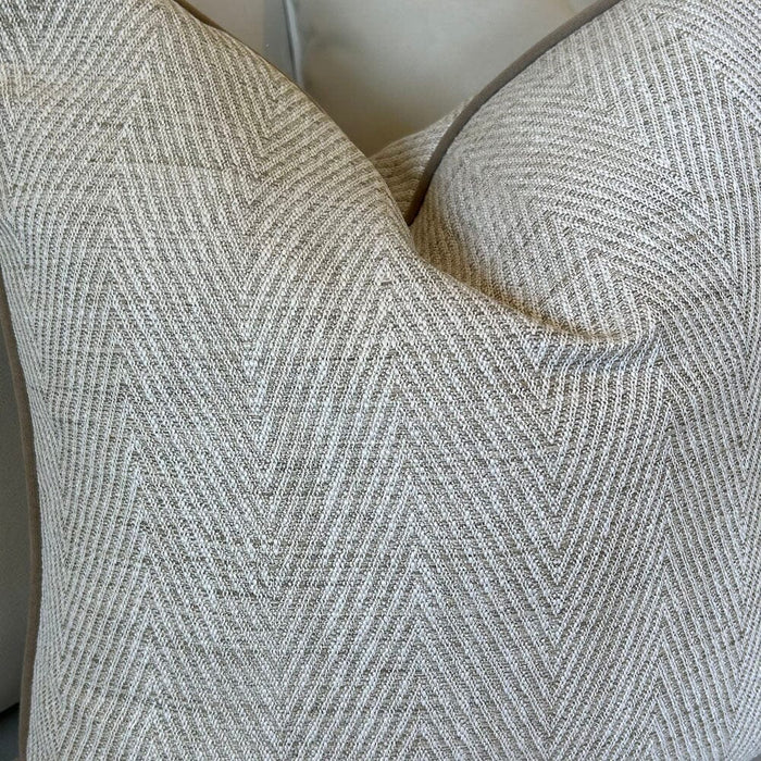 Bridgeport Cream Chevron Cushion Cover with Velvet Piping - 50x50cm Textiles