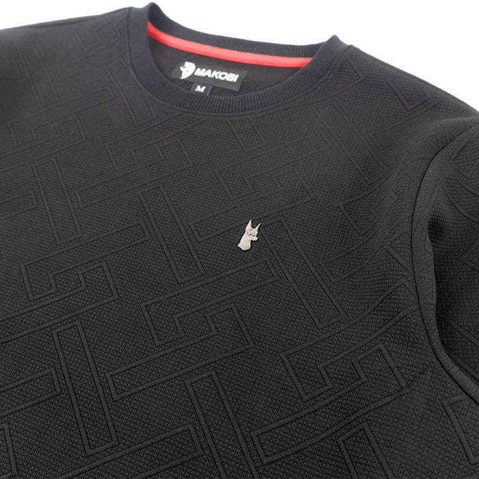 B&T MAKOBI BEANCHI JACQUARD CREWNICK SHIRT - M4390B - BLACK
