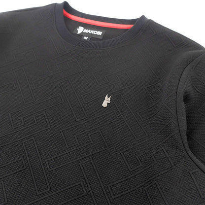 B&T MAKOBI BEANCHI JACQUARD CREWNICK SHIRT - M4390B - BLACK