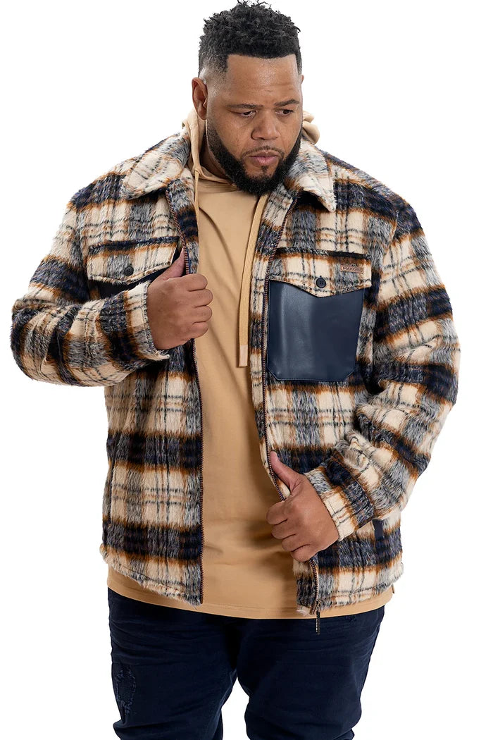B&T MAKOBI GABANA SHIRT JACKET - M1028B - NAVY