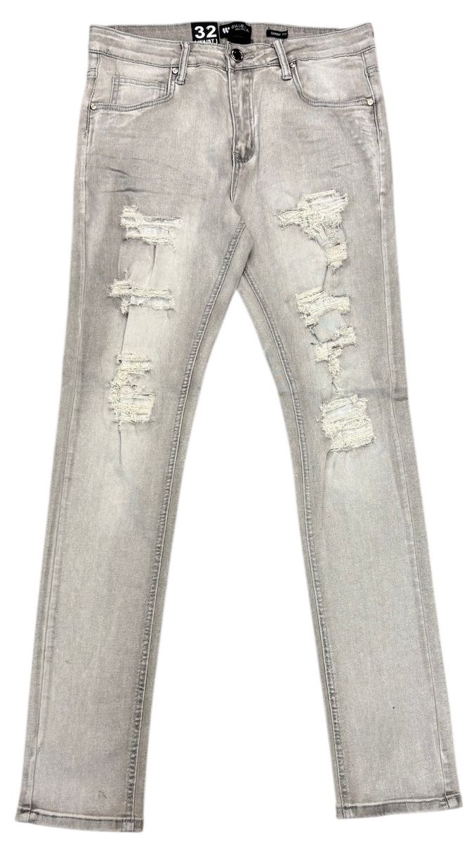 BY WAIMEA SKINNY DENIM JEAN - M8498D- GREY BLEACH