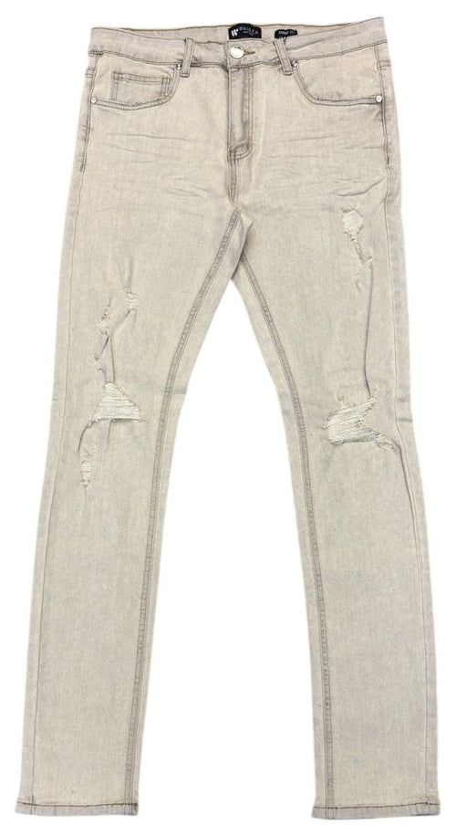 BY WAIMEA SKINNY DENIM JEAN - M8499D - GREY SAND WASH