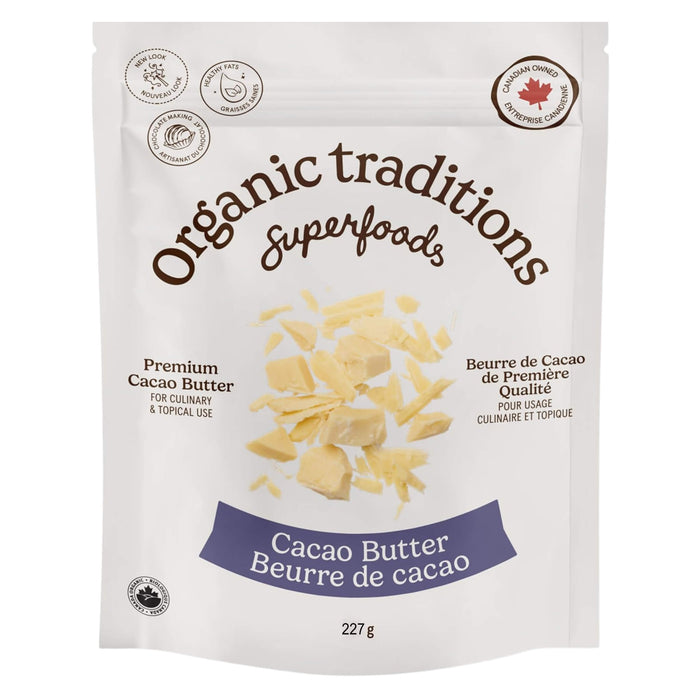 Package of Organic Traditions Cacao Butter 227g