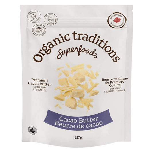 Package of Organic Traditions Cacao Butter 227g