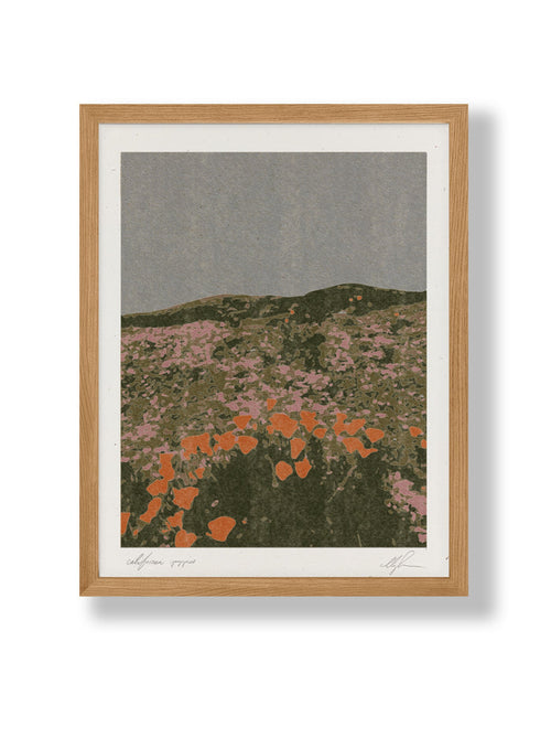 California Poppies Print - 11 x 14 - Framed Walnut