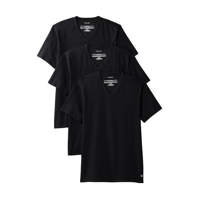 Calvin Klein Icon Cotton Stretch 3-Pack Slim Fit V-Neck T-Shirt Black