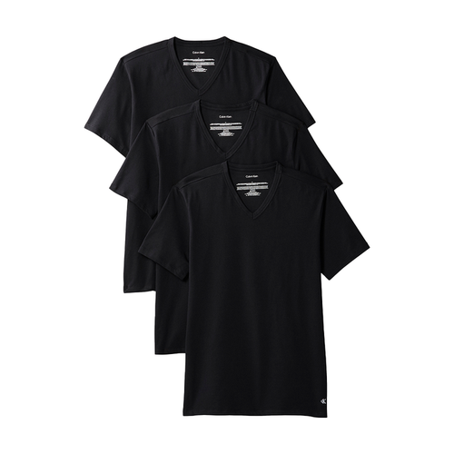 Calvin Klein Icon Cotton Stretch 3-Pack Slim Fit V-Neck T-Shirt Black