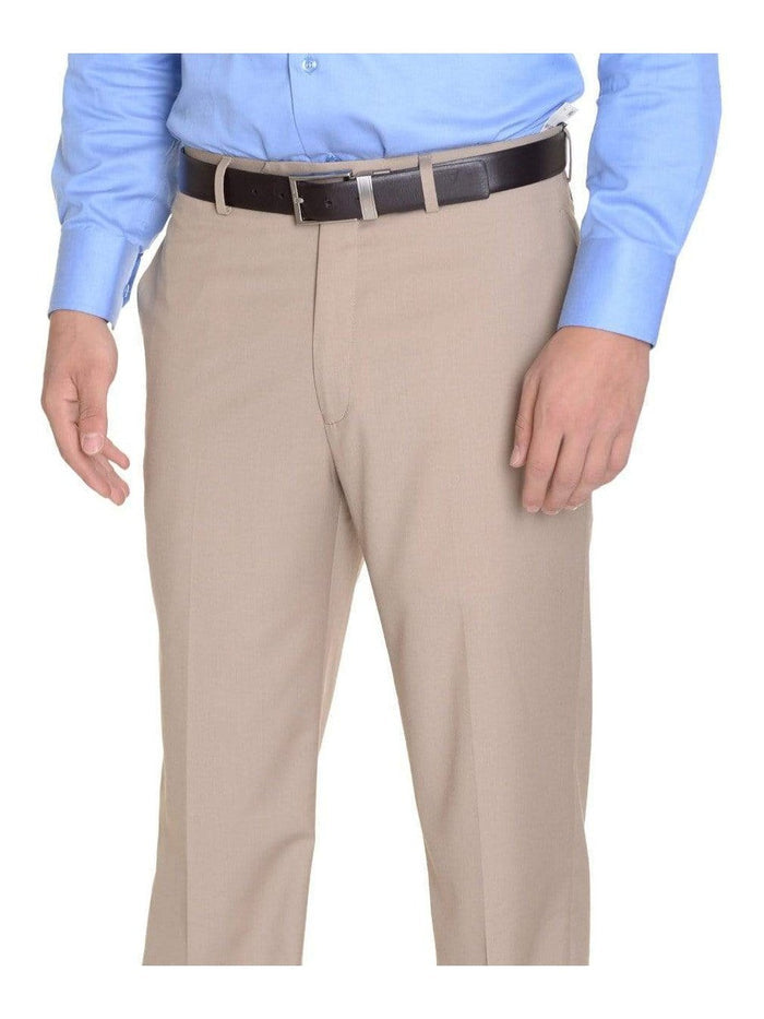Calvin Klein PANTS 30X30 Calvin Klein Mens Regular Fit Solid Taupe Tan Flat Front Dress Pants