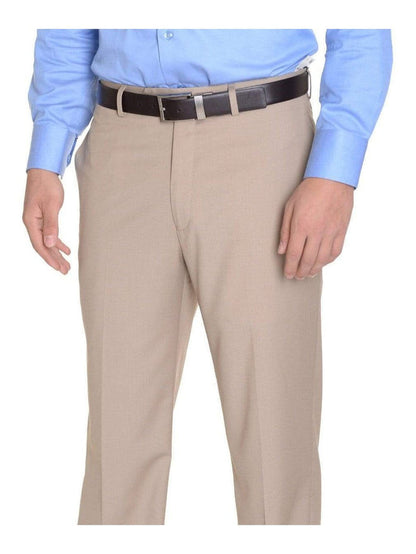 Calvin Klein PANTS 30X30 Calvin Klein Mens Regular Fit Solid Taupe Tan Flat Front Dress Pants