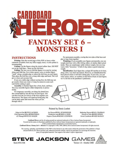 Cardboard Heroes: Fantasy Set 06 - Monsters I