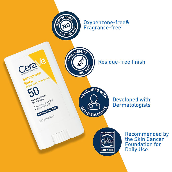 Cerave Mineral Sunscreen Stick 13.32g كريم الوقاية من الشمس المعدني من سيرافي - Princess Cosmetics Qatar