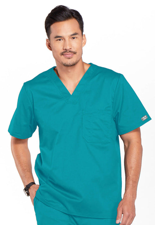 Cherokee Workwear Core Stretch Mens 1-Pocket Tuck In V-Neck Scrub Top