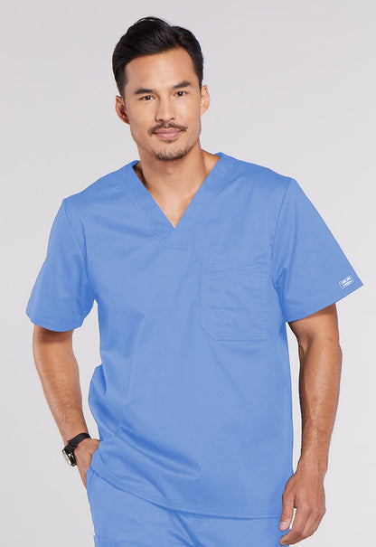 Cherokee Workwear Core Stretch Mens 1-Pocket Tuck In V-Neck Scrub Top